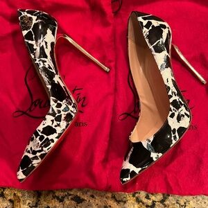 Christian Louboutin Black and White Cow Print Heels